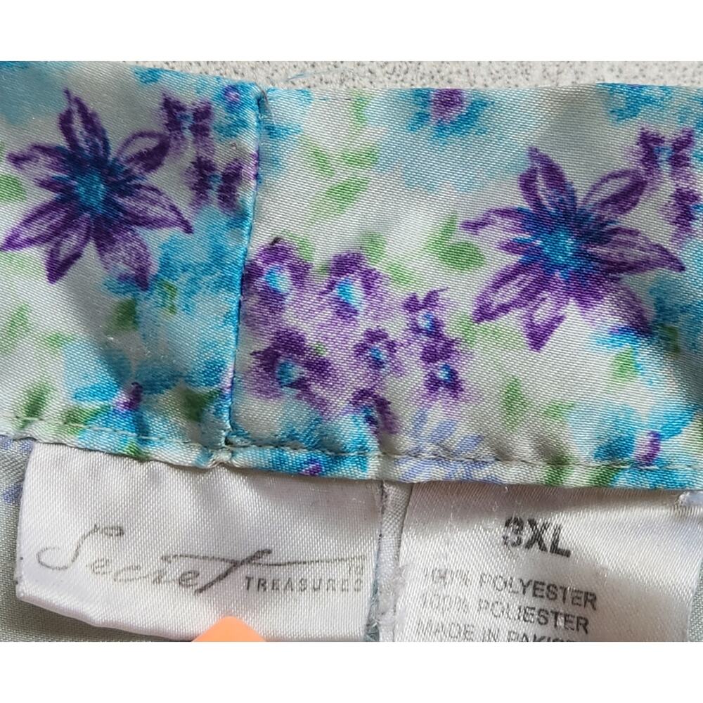 Vintage Secret Treasures Blue Purple Floral Kimono Robe 3XL Plus Lightweight - Picture 4 of 4